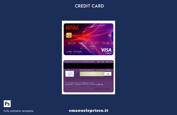 modello di carta classica per visto bancario BNK in stile verificato per la Core